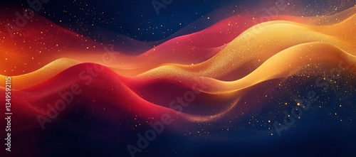 Abstract gradient background with navy and gold, bright red and yellow, featuring a empty space for text, ideal for modern and elegant designs.