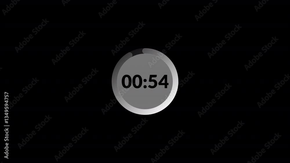 One minute countdown timer animation from 60 to 0 seconds on transparent background 60 second countdown timer, Countdown video with alpha channel. One minute countdown timer animation from 60 to 0 seconds on transparent background 60 second countdown timer, Countdown video with alpha channel.