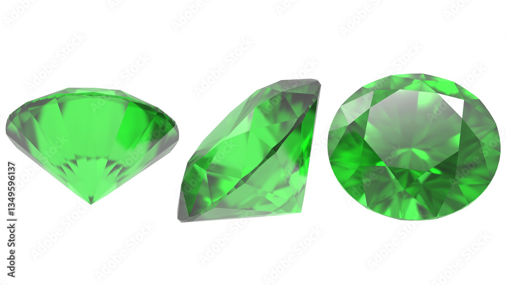 Fototapeta premium 3 sides of green diamonds tranparent background 