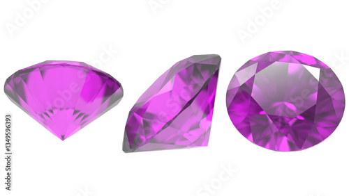 3 sides of amethyst diamonds tranparent background 
