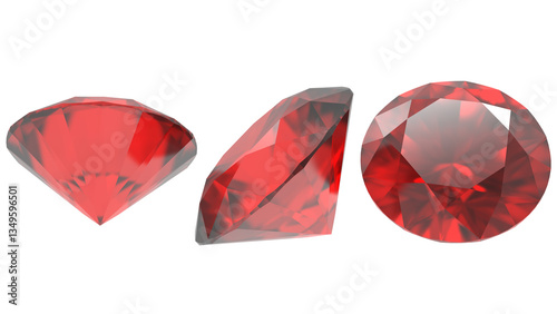 3 sides of red diamonds tranparent background