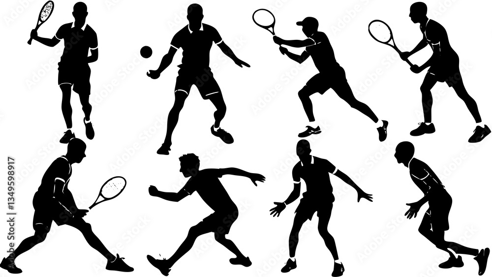 custom made wallpaper toronto digitalSilhouette Collection of Badminton Players in Action Poses, Showcasing Dynamic Movements and Competitive Sportsmanship
