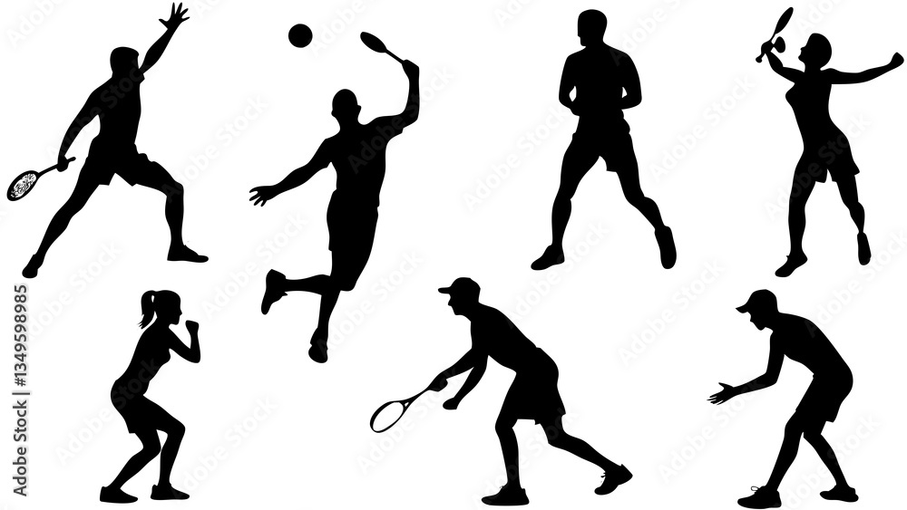custom made wallpaper toronto digitalSilhouette Collection of Badminton Players in Action Poses, Showcasing Dynamic Movements and Competitive Sportsmanship