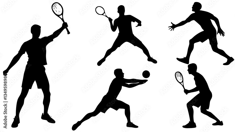 custom made wallpaper toronto digitalSilhouette Collection of Badminton Players in Action Poses, Showcasing Dynamic Movements and Competitive Sportsmanship