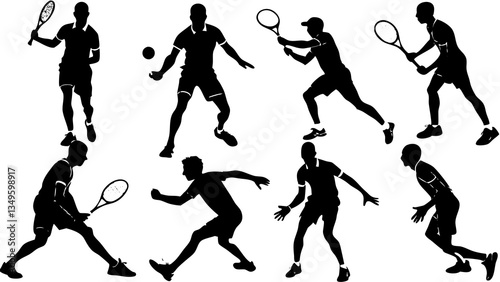 Wallpaper Mural Silhouette Collection of Badminton Players in Action Poses, Showcasing Dynamic Movements and Competitive Sportsmanship Torontodigital.ca