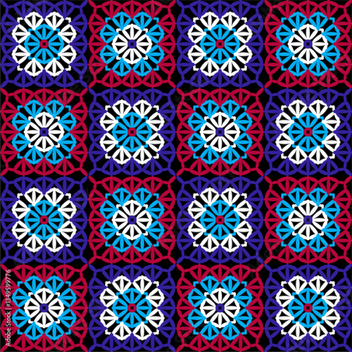  Pattern with crochet granny square wallpaper handmade decorative art design print