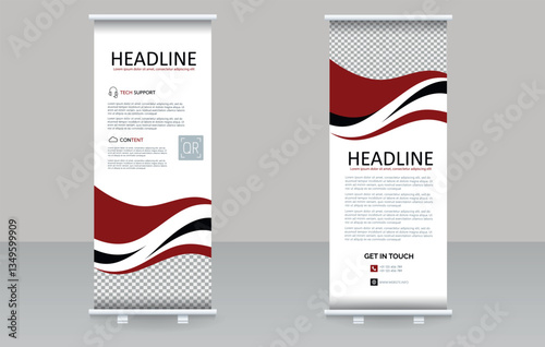 Vector business roll up template with waves. Modern banner design.