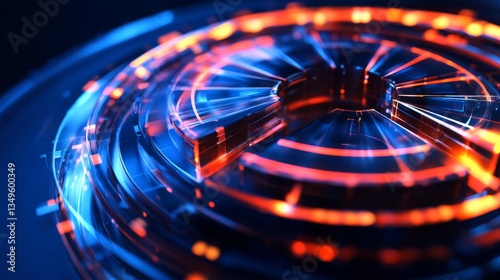 Wallpaper Mural A futuristic D pie chart with transparent slices and glowing edges, positioned on a tech-inspired background, symbolizing innovative data visualization techniques. Torontodigital.ca