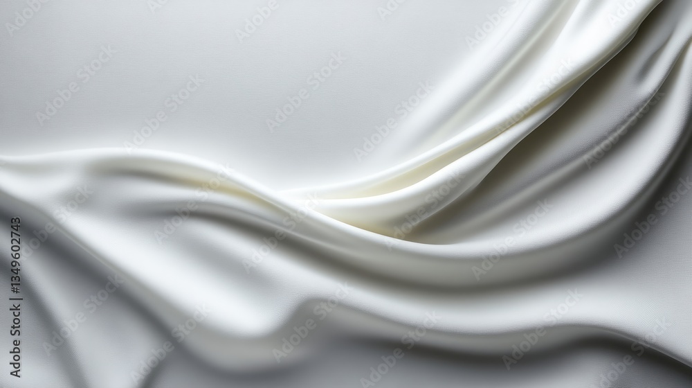 Obraz premium Soft, flowing white fabric drapes. Detailed close-up of smooth, elegant folds