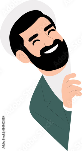 Happy Muslim Man Cartoon