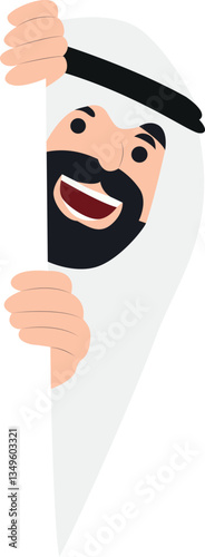 Happy Arab Man Peeking