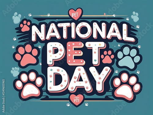 A colorful illustrative design promoting national pet day celebration