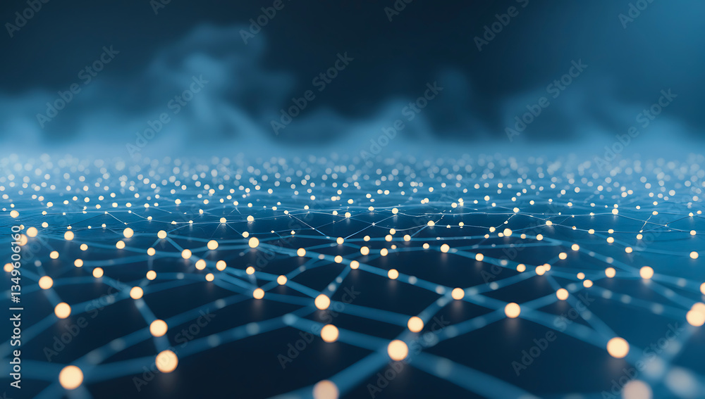 Obraz premium Futuristic Data Technology Background with Glowing Dots and Lines