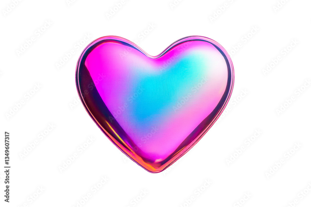 Iridescent heart shape with reflective surface, cut out transparent Iridescent heart shape with reflective surface, cut out transparent