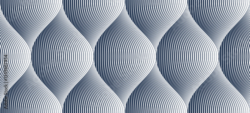 Vertical wavy lined shapes seamless pattern, vector stripy curves classic repeat ornament, wave lines tiling wallpaper.