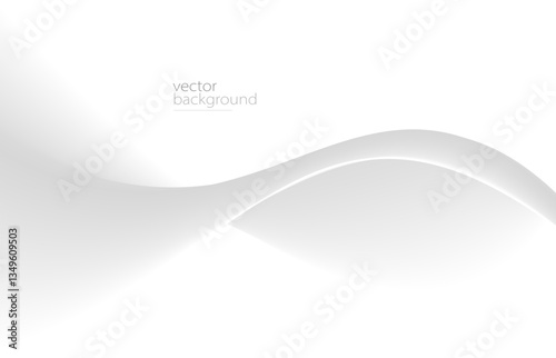Curve shape flow vector abstract background in light grey gradient, dynamic and speed concept, futuristic technology or motion art.