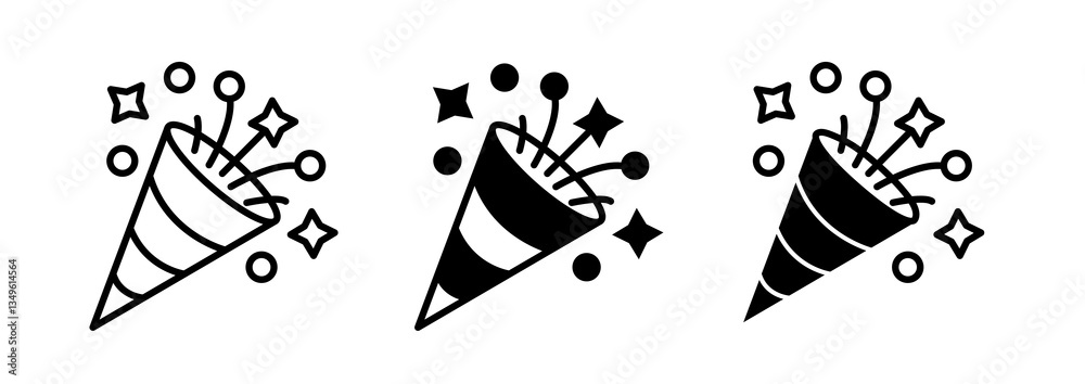Naklejka premium Confetti popper icons collection