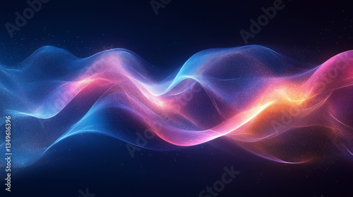 Abstract Colorful Sound Waves with Neon Glow on Dark Background