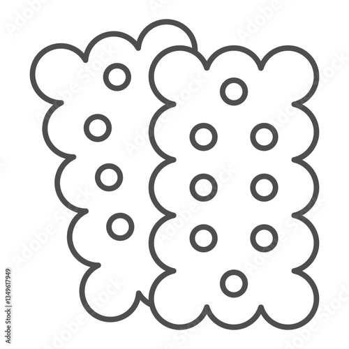 Two shortbread cookies thin line icon, sweets pastry concept. Vector graphics. Cookie cracker, bakery sign on white background, outline style icon for mobile or web design.