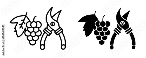 Pruning grape icons collection