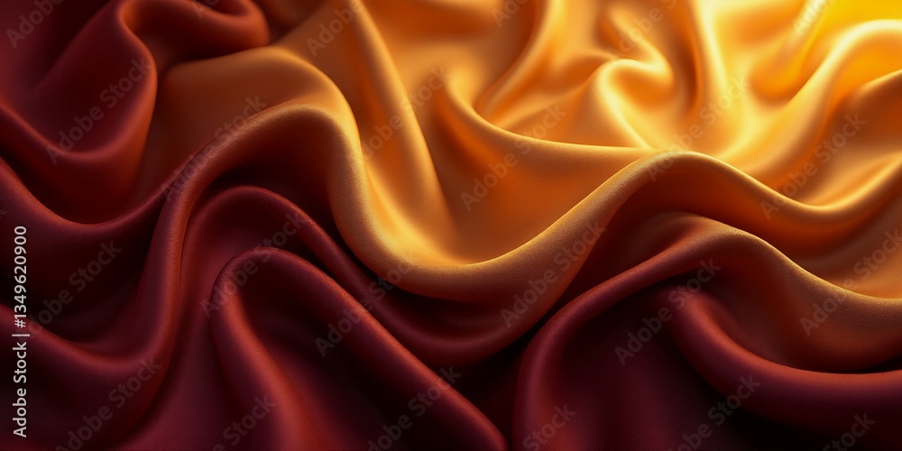 Fototapeta premium Elegant Satin Material with Golden Hues and Soft Drapery