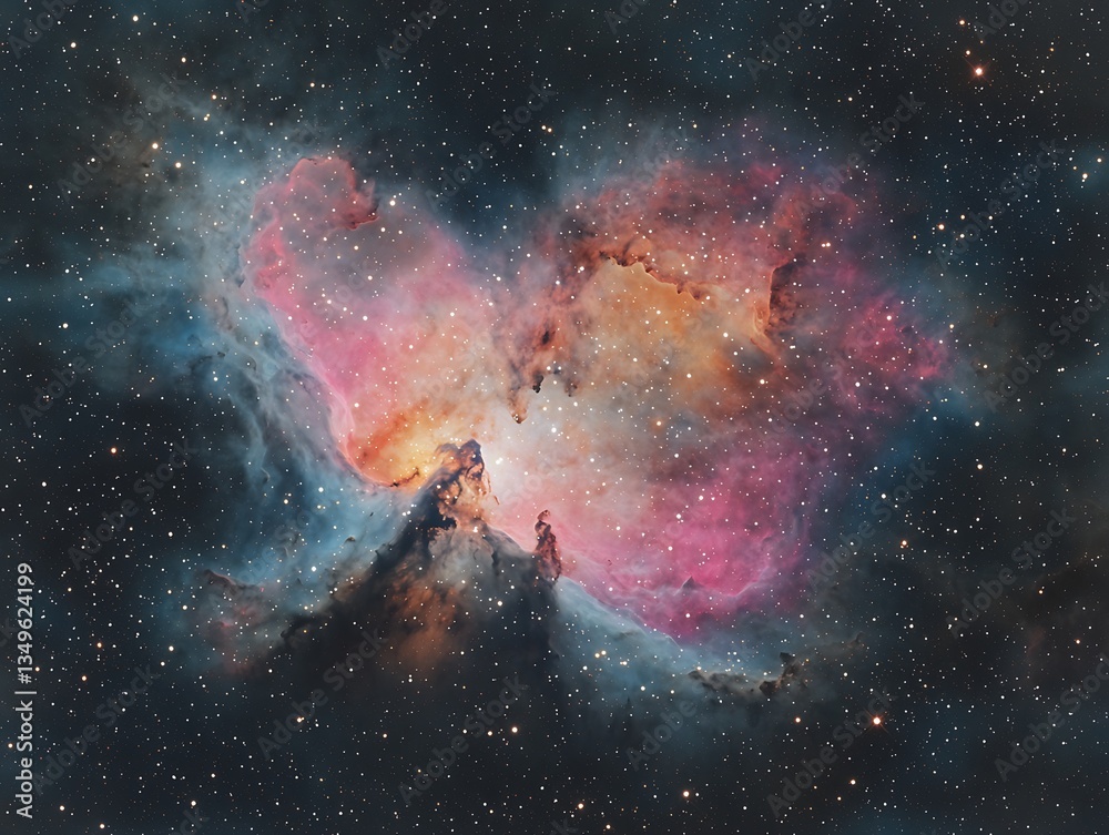 Obraz premium Cosmic Heart Nebula: Stellar Cloudscape.