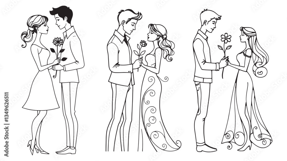 Romantic Couple Line Art – Hand-Drawn Love Illustration Romantic Couple Line Art – Hand-Drawn Love Illustration