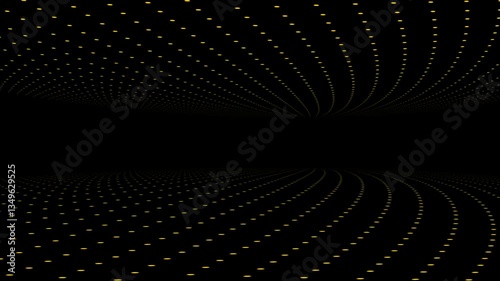 Dynamic Geometric Animation with Yellow Dots on Black: Modern Digital Artscape