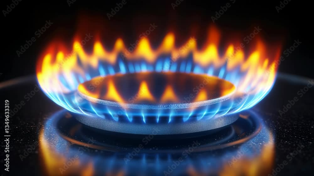 Seamless loop animation background of closeup of a blue and orange gas stove flame burning in the dark
Seamless loop animation background of closeup of a blue and orange gas stove flame burning in the dark
