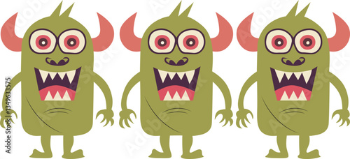 Halloween, Three Green Monsters