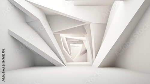 Wallpaper Mural A futuristic white hallway with sparse geometric structures. Torontodigital.ca