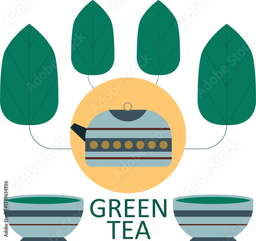 Green tea vector illustration