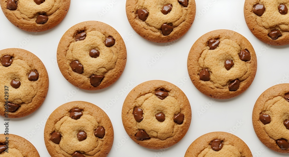 chocolate chip cookies on white background chocolate chip cookies on white background