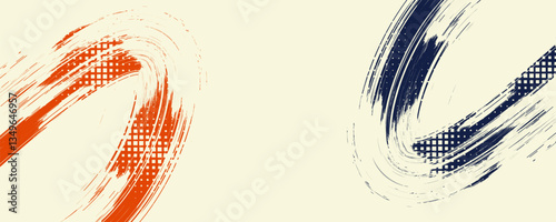 Grainy blue bold brush stroke with spray texture. Hand drawn distress damaged edge vintage template, banner.