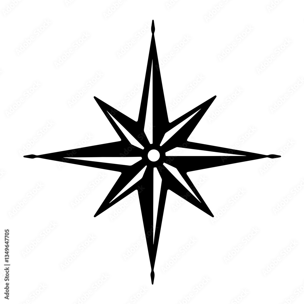 Compass rose icon for navigation adventure map reading and exploration Compass rose icon for navigation adventure map reading and exploration