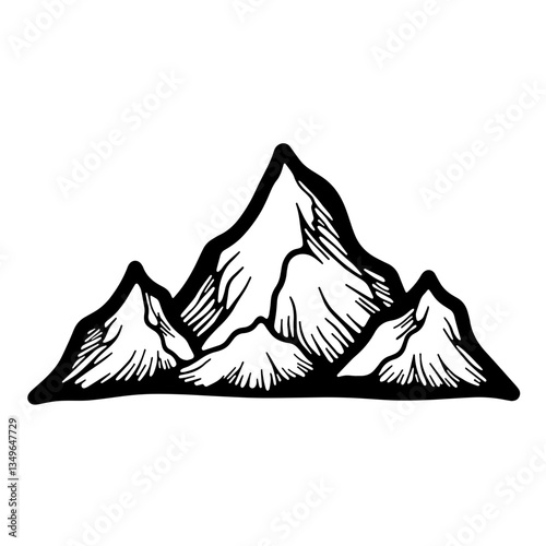 Mountain range icon for hiking trekking adventure and outdoor exploration