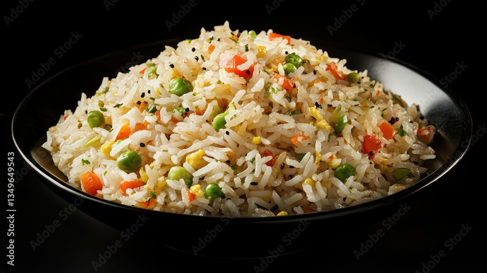 Vegetable fried rice, delicious meal, dark background, restaurant food, recipe Vegetable fried rice, delicious meal, dark background, restaurant food, recipe