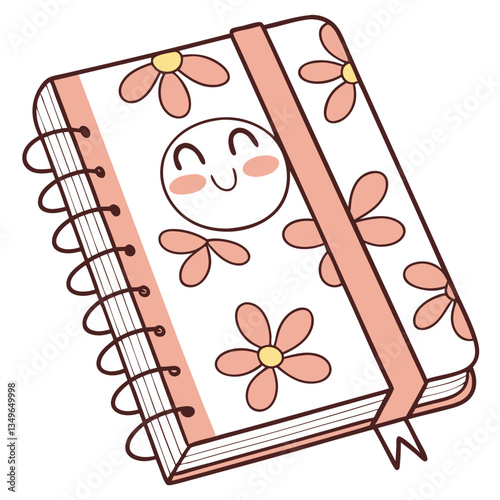 Cute Floral Notebook Illustration