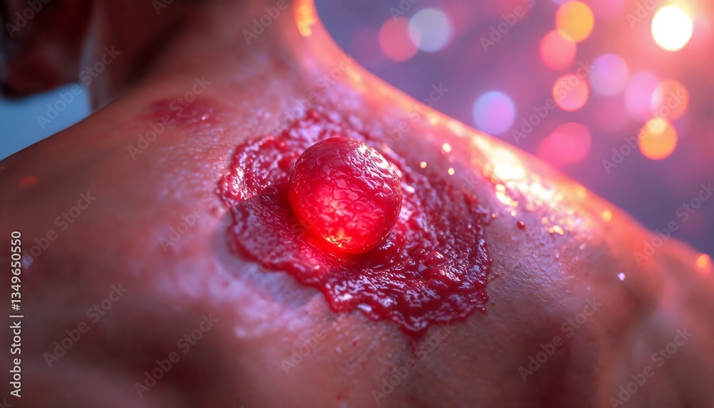 Fototapeta premium Red Sphere on Human Skin Medical Illustration