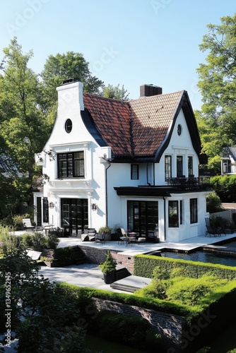 Wallpaper Mural This contemporary house features a chic design complemented by a beautifully landscaped garden, all set in a peaceful suburban neighborhood on a bright, sunny afternoon Torontodigital.ca