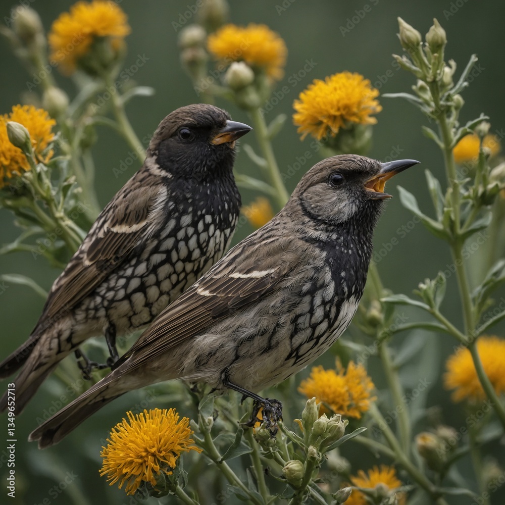 Fototapeta premium blackbird on a flower
