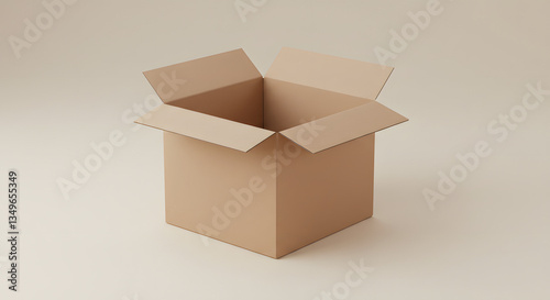 Cardboard Box Branding Mockup on Neutral Background. AI Generate