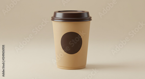 Brown Coffee Cup with Round Label for Mockup. AI Generate