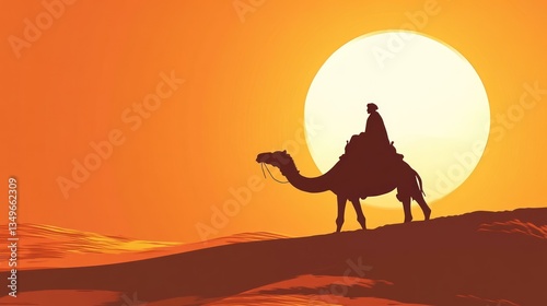 Silhouette camel caravan sunset desert (1) photo