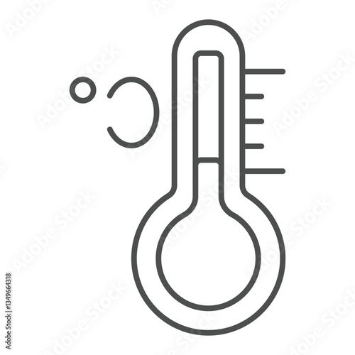 Celsius thermometer thin line icon, spring season concept. Vector graphics. Temperature measurement tool sign on white background, outline style icon for mobile or web design.