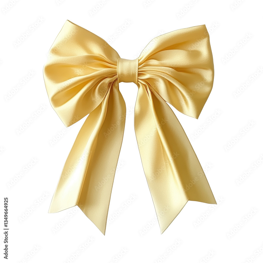 Fototapeta premium Elegant Yellow Satin Bow for Any Occasion on a white background.