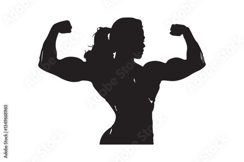 Female Bodybuilder Silhouette Illustration Strong Women Fitness Art 