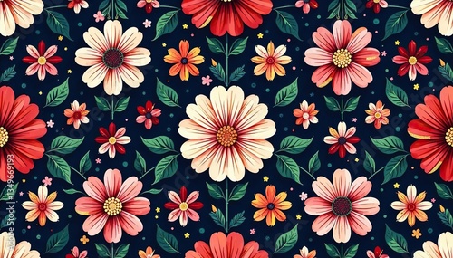 Intricate floral pattern, repeating seamlessly , background, vintage