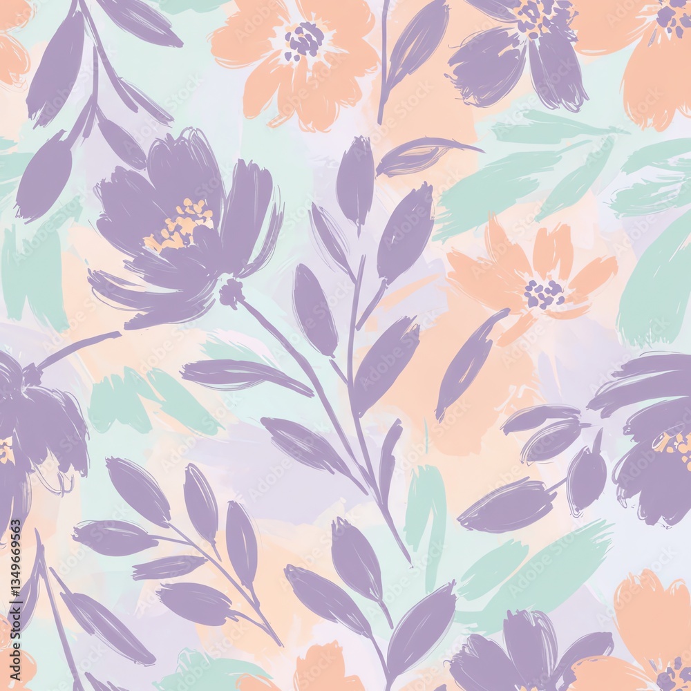 A_Close_Up_Of_A_Floral_Pattern_With_Purple_And_Orange_Flowers_pattern A_Close_Up_Of_A_Floral_Pattern_With_Purple_And_Orange_Flowers_pattern