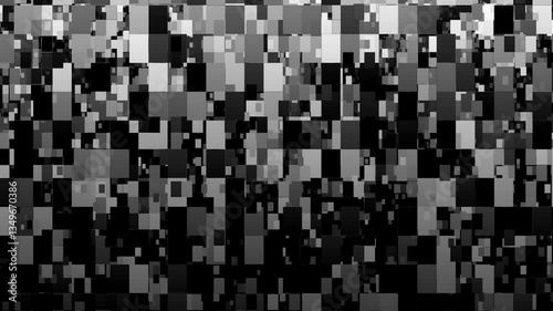 Abstract Black and White Geometric Pattern of Pixelated Digital Art and Chaotic Shapes